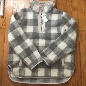 BNWT Abercrombie 1/4 zip buffalo plaid scherpa